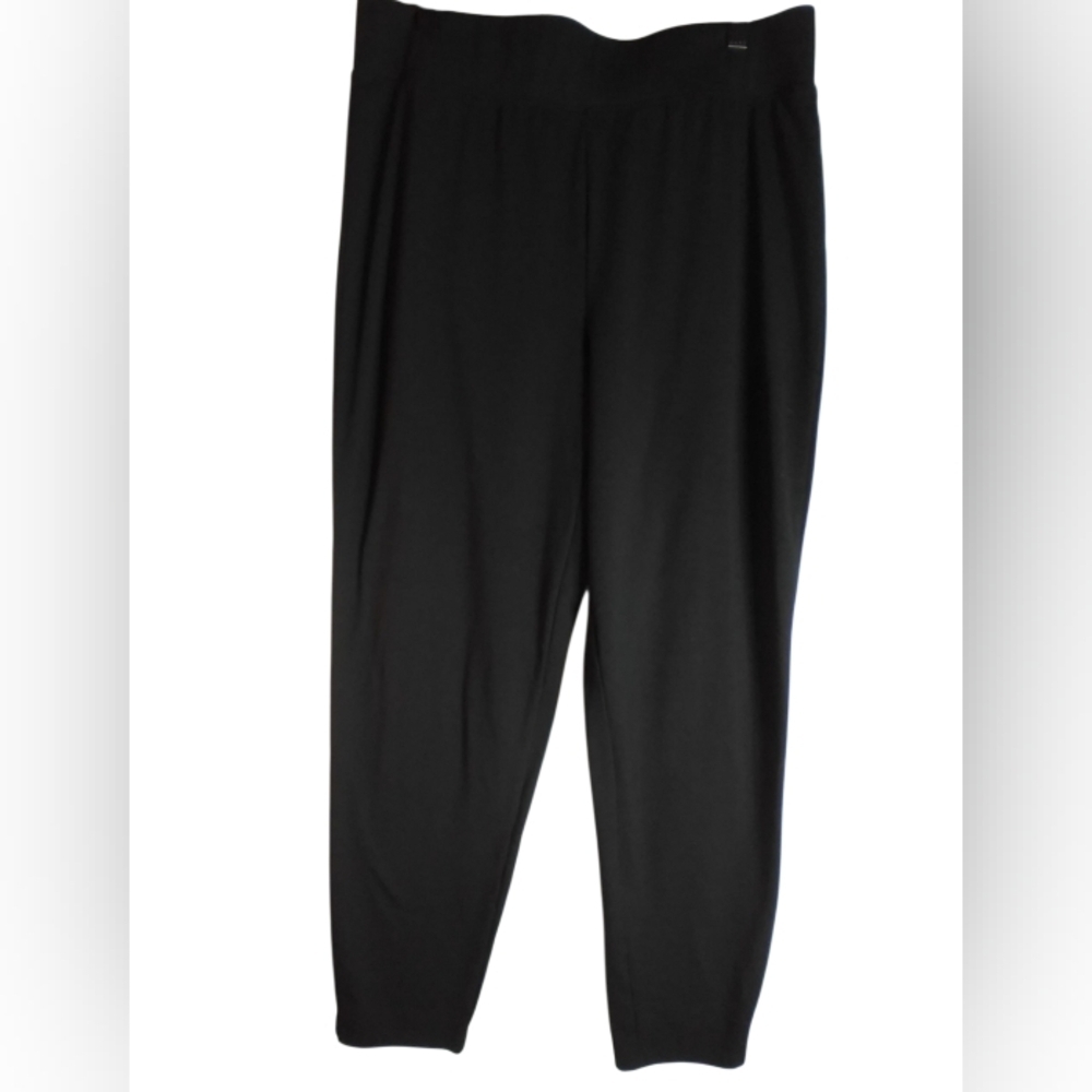 Lands End Womens Black Stretchy Pull On Pants Size M Good Stretch Athleisure